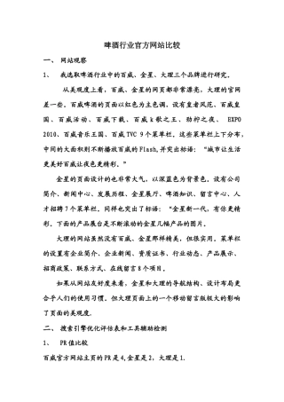 啤酒行业官方网站比较