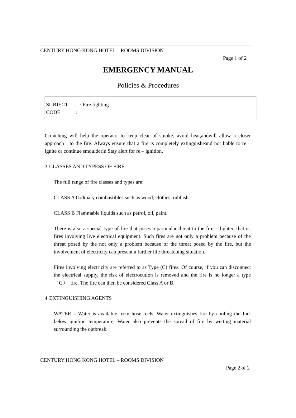 国际著名酒店安全部程序（英文） Fire Fighting_第2页