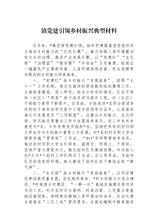 镇党建引领乡村振兴典型材料