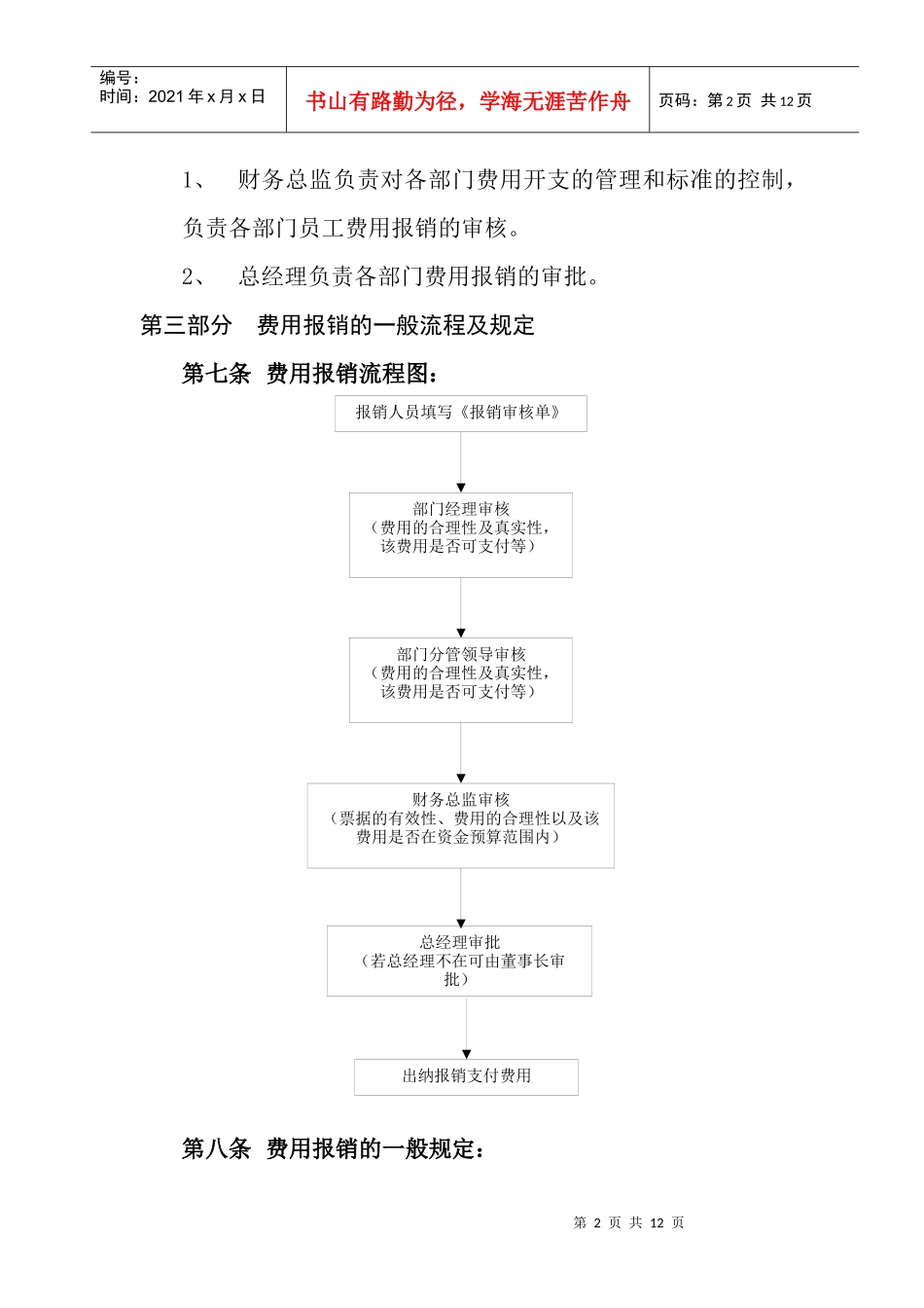 公司费用报销管理制度_第2页