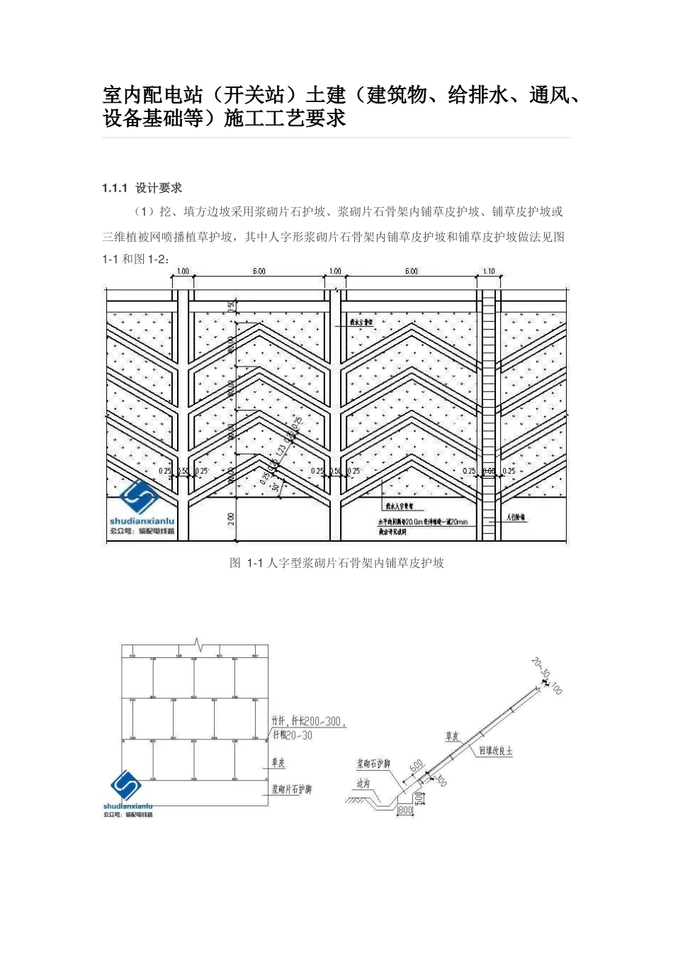 室内配电站(开关站)土建(建筑物、给排水、通风、设备基础等)施工工艺要求_第1页