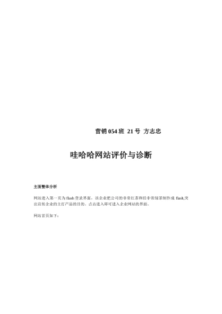哇哈哈网站评价及其诊断