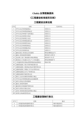 工程建设标准规范目录