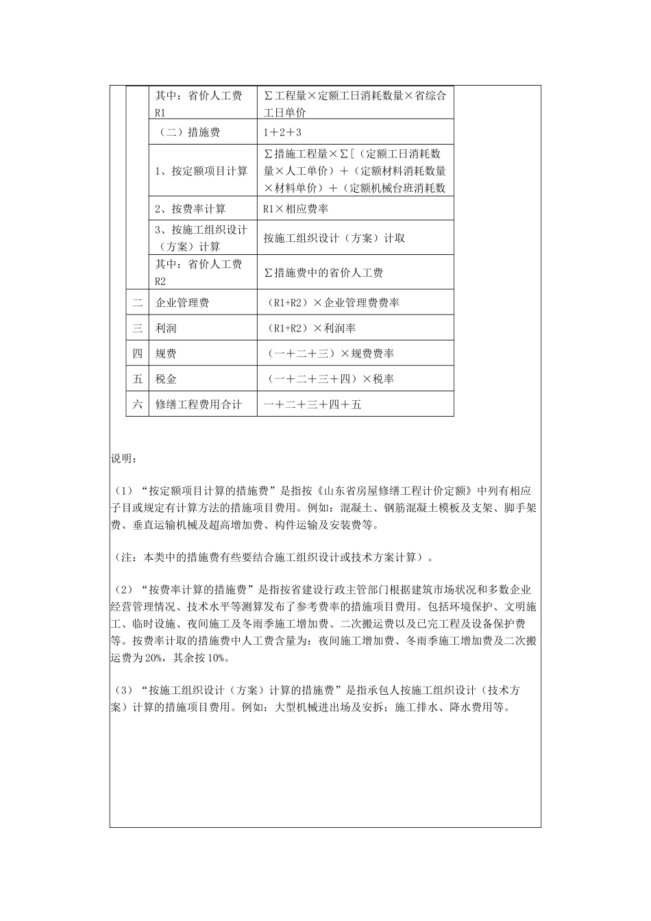 山东省房屋修缮定额计算规则_第2页