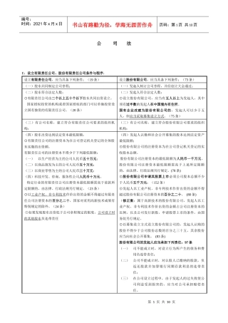 公司法笔记表格