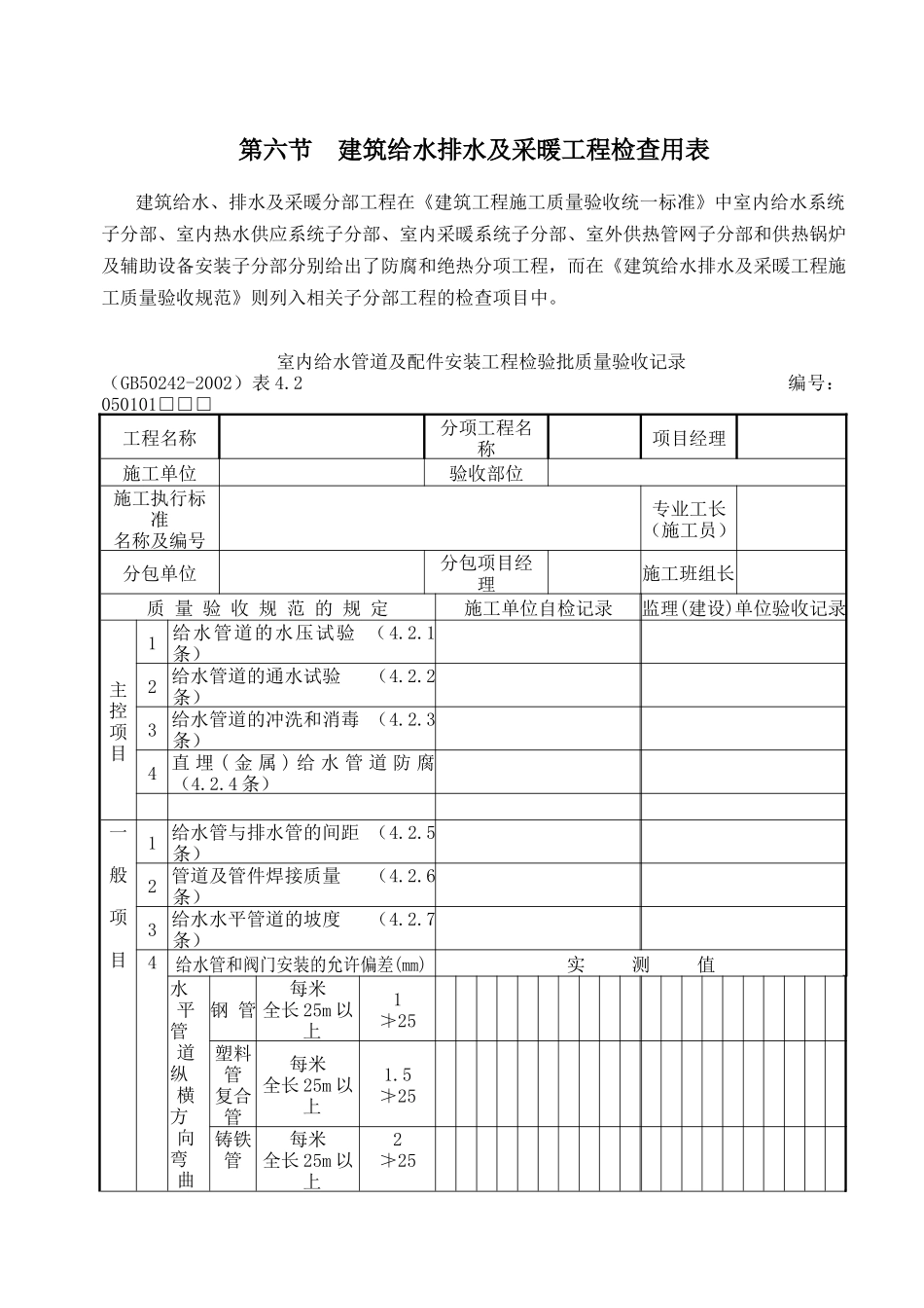 建筑给水排水及采暖工程检查详表13_第1页