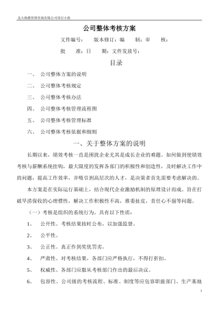 公司整体目标绩效管理方案（某咨询管理咨询)