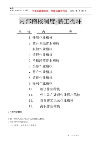 内稽制度-薪工循环