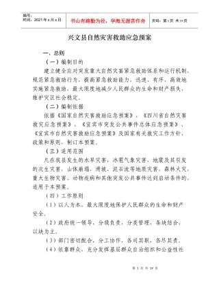 兴文县自然灾害救助应急预案