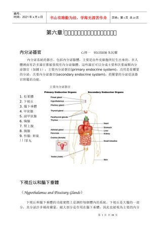 内分泌系统内分泌腺及荷尔蒙运作