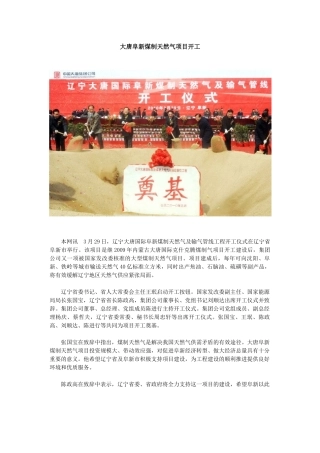 大唐阜新煤制天然气项目开工