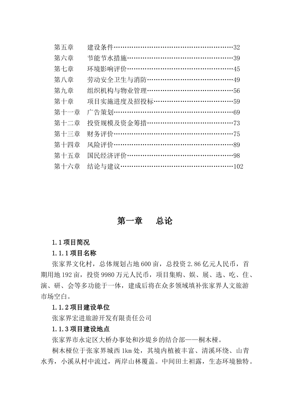 张家界文化村项目可行性研究报告_第2页