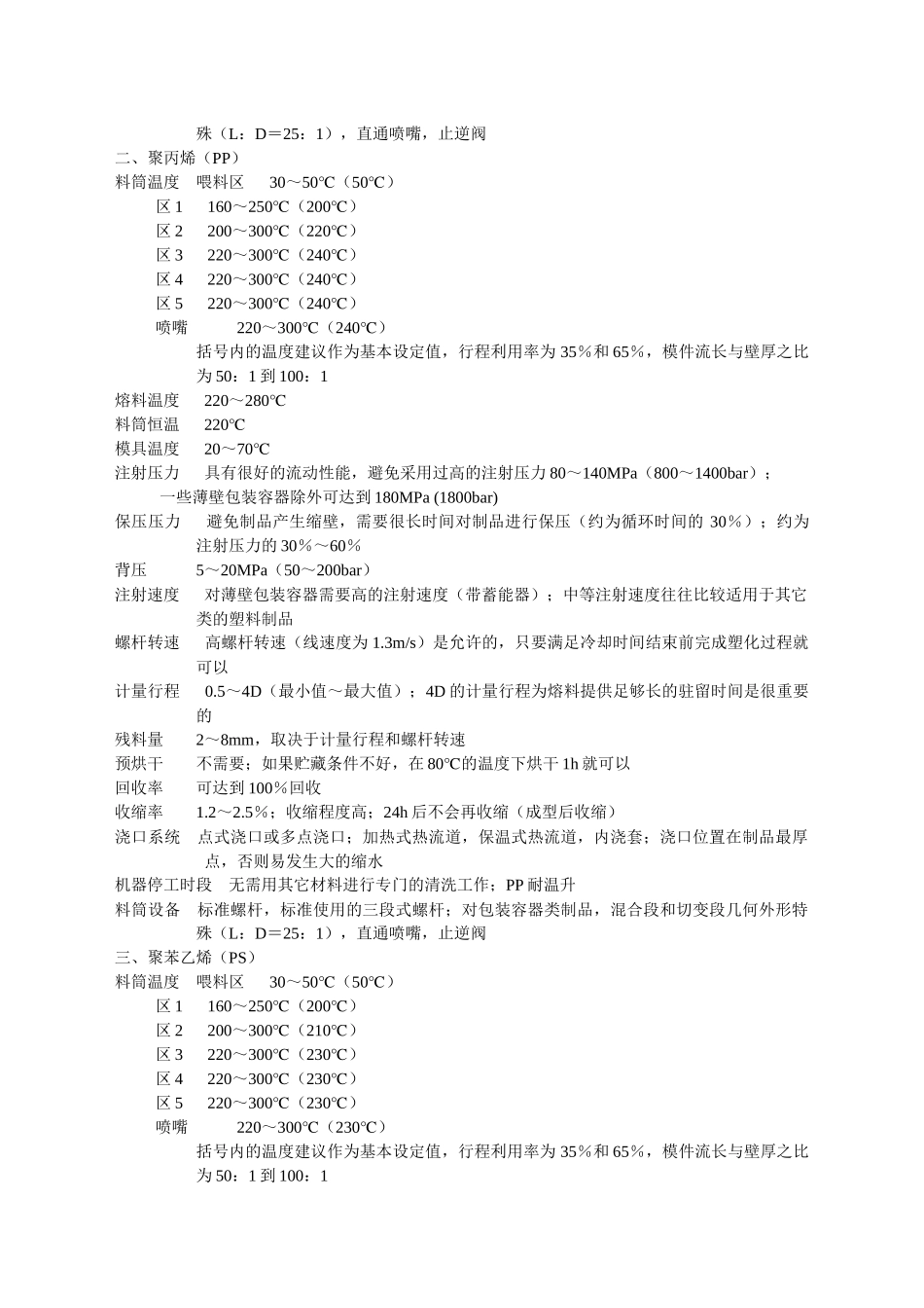 常用塑料的注塑工艺参数介绍_第2页