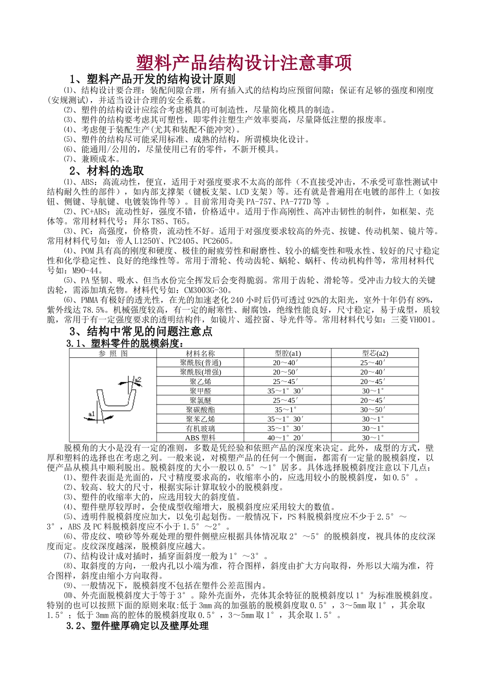 塑料产品结构设计应注意事项_第1页