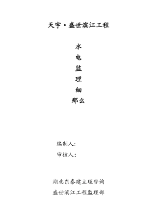 天宇•盛世滨江工程水电监理细则