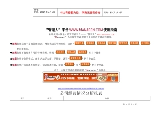 公司经营情况分析报表