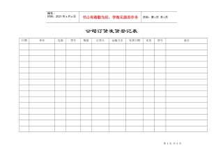 公司订货发货登记表
