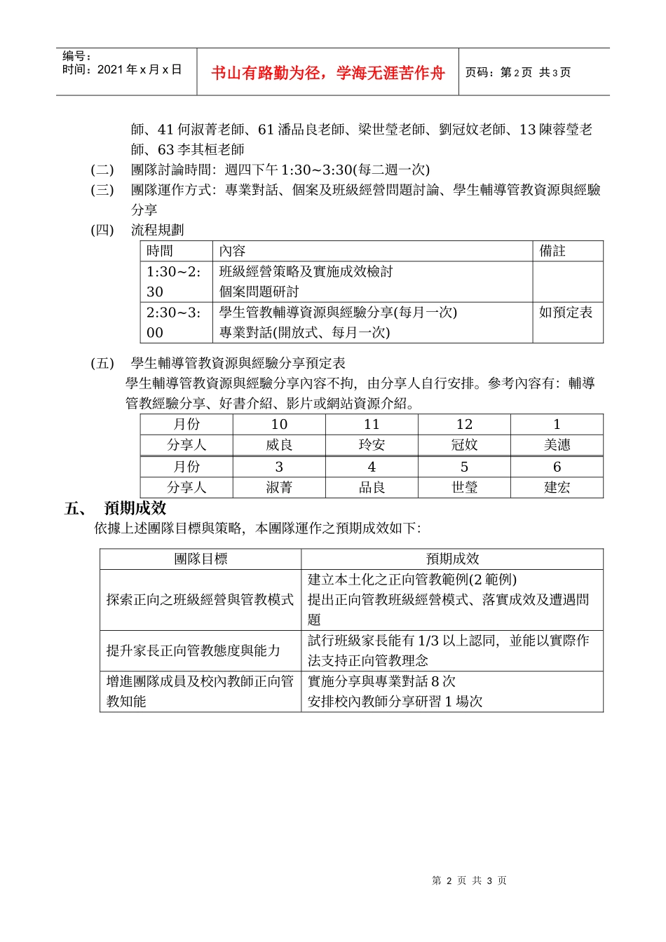 兴中国民小学正向管教团队97学年度团队运作企划书_第2页