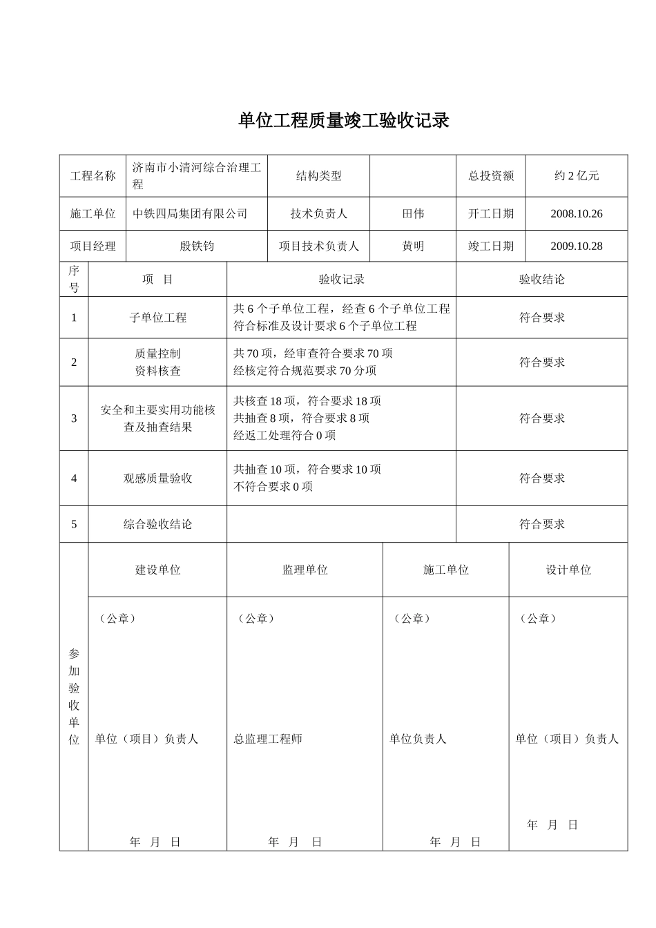 单位工程质量竣工验收记录(33页)_第3页