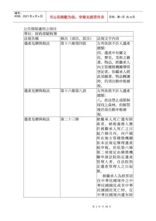 公告排除适用之项目