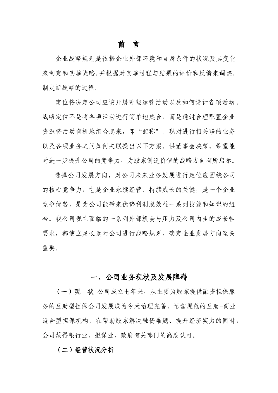 公司自我定位及战略发展方案_第1页