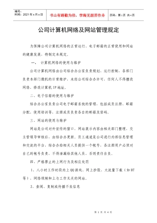 公司计算机网络及网站管理规定