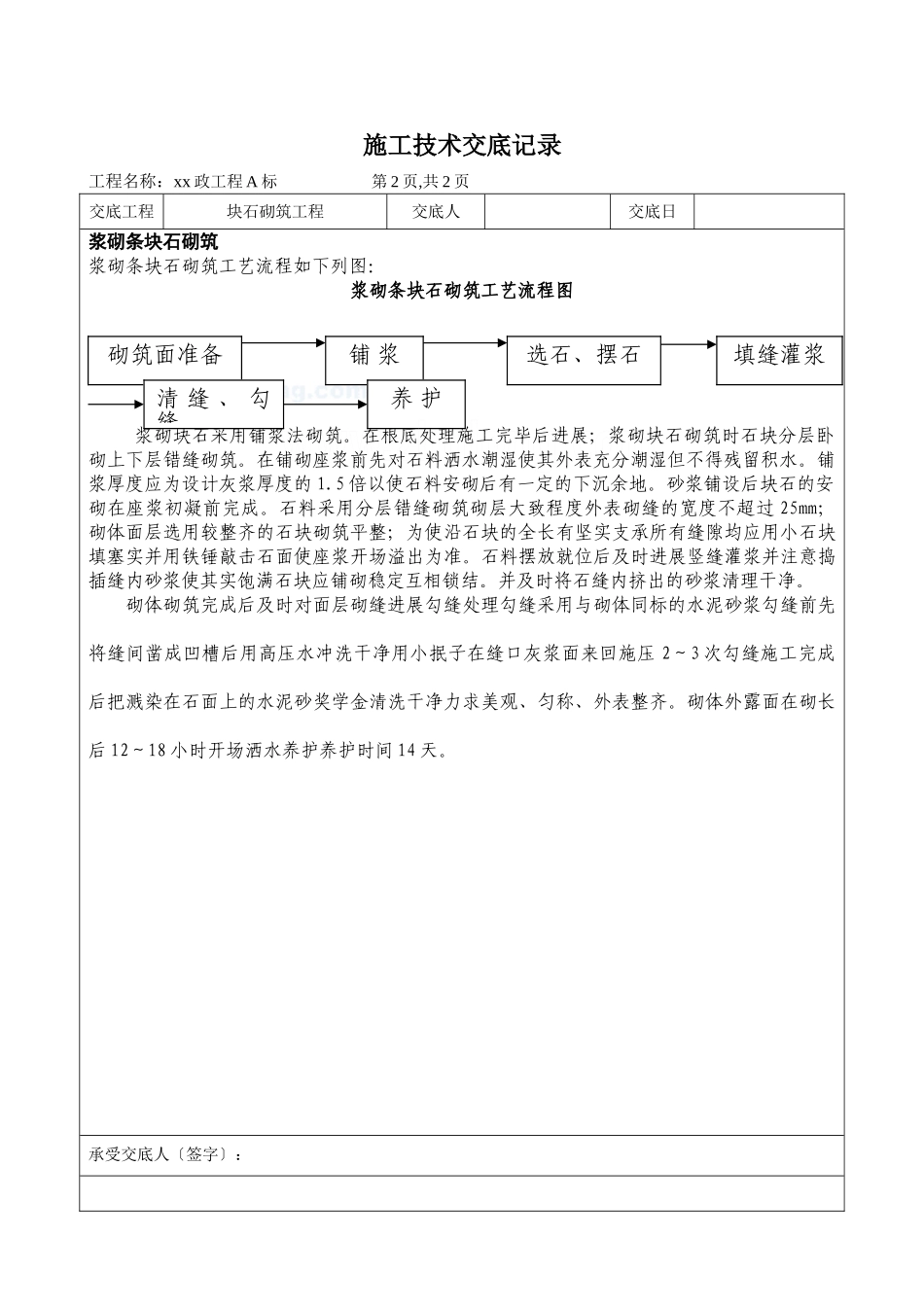 市政工程块石砌筑工程施工技术交底_第2页