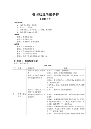咨询助理岗位事件