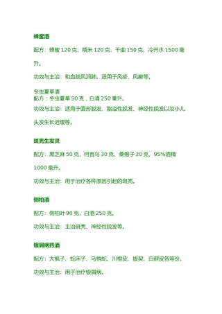 常用药酒及配方大全