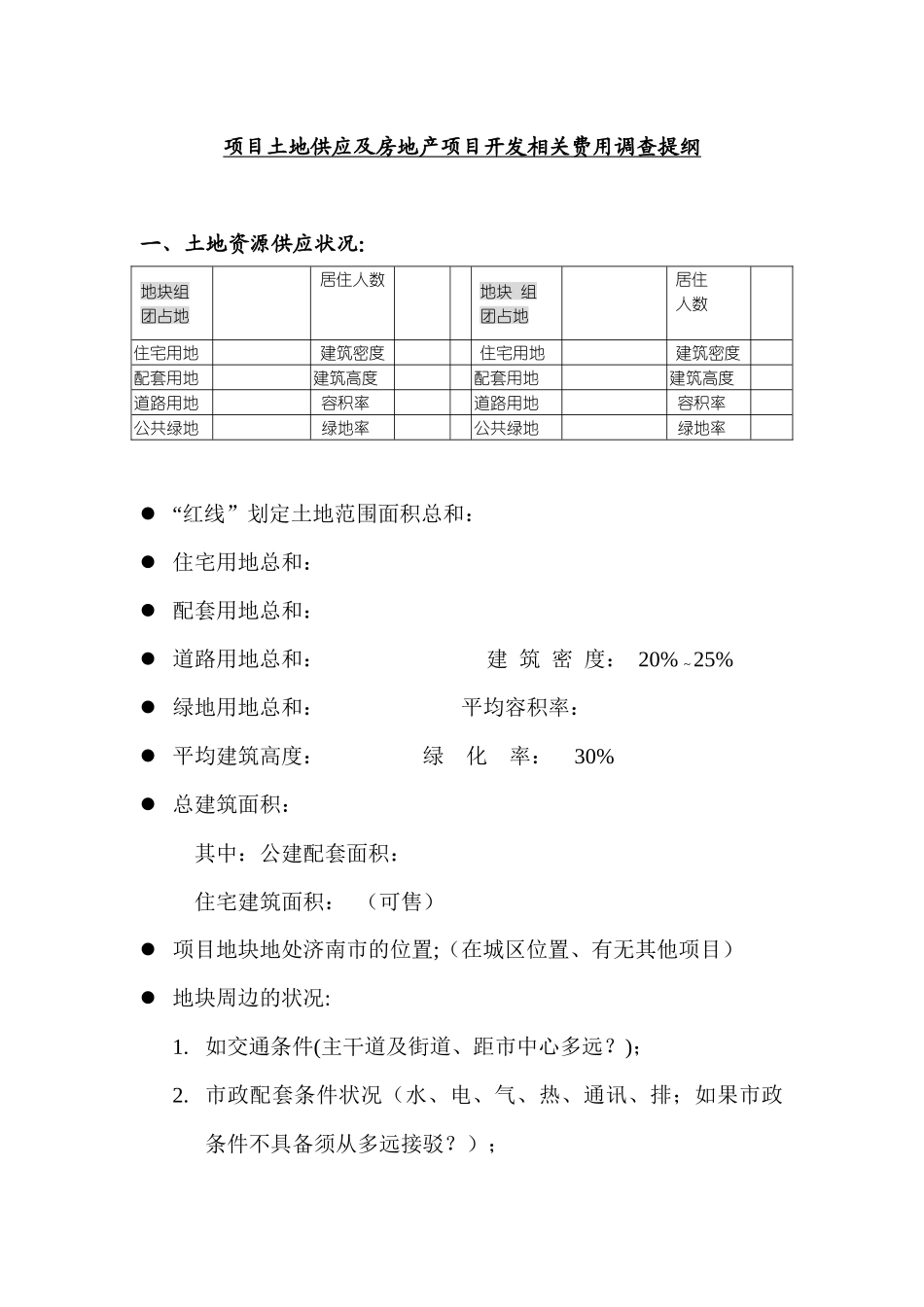 土地供应及房地产项目开发相关费用_第1页