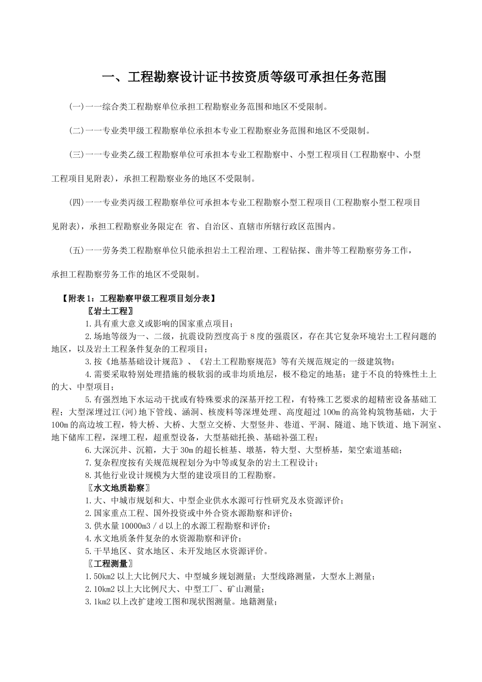 工程勘察、设计资质等级承担任务范围_第1页