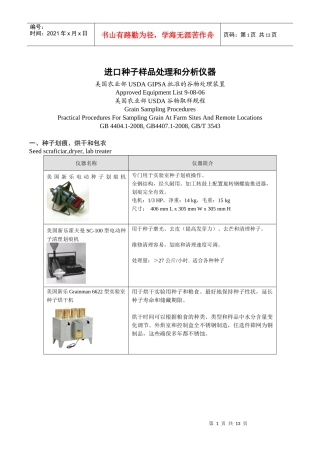 农业行业推荐-样品处理和分析仪器设备目录