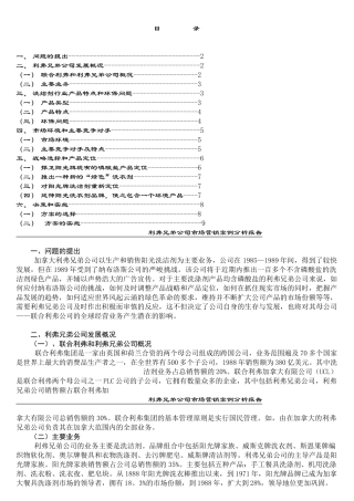 利弗兄弟公司市场营销案例分析报告1
