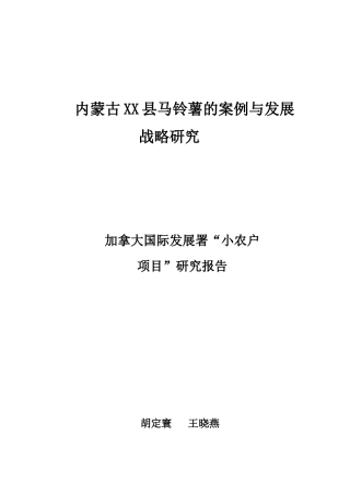 内蒙古马铃薯的案例与发展战略研究