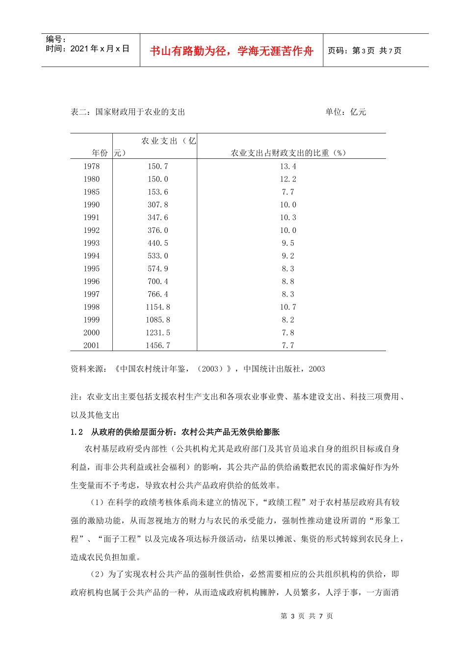 农村公共产品供给制度：现状、形成机理与目标模式选择_第3页