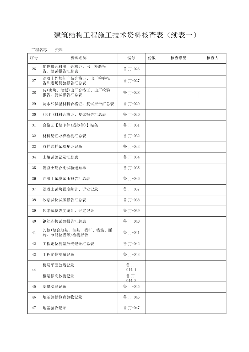 山东建筑工程建筑结构施工技术资料_全套资料表格DB37T507word_第2页