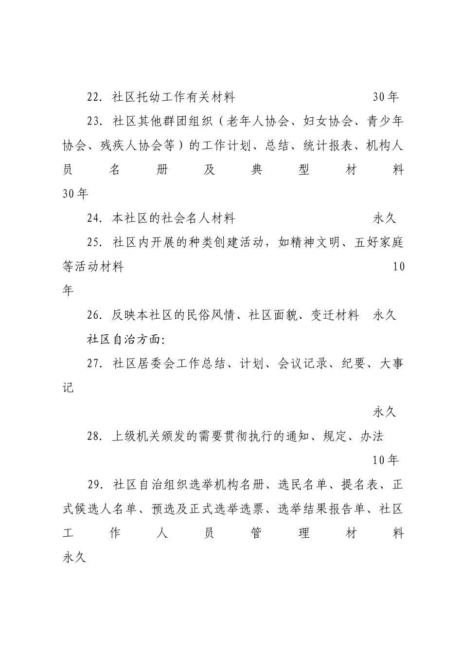 山西省社区文件材料归档范围与保管期限_第3页