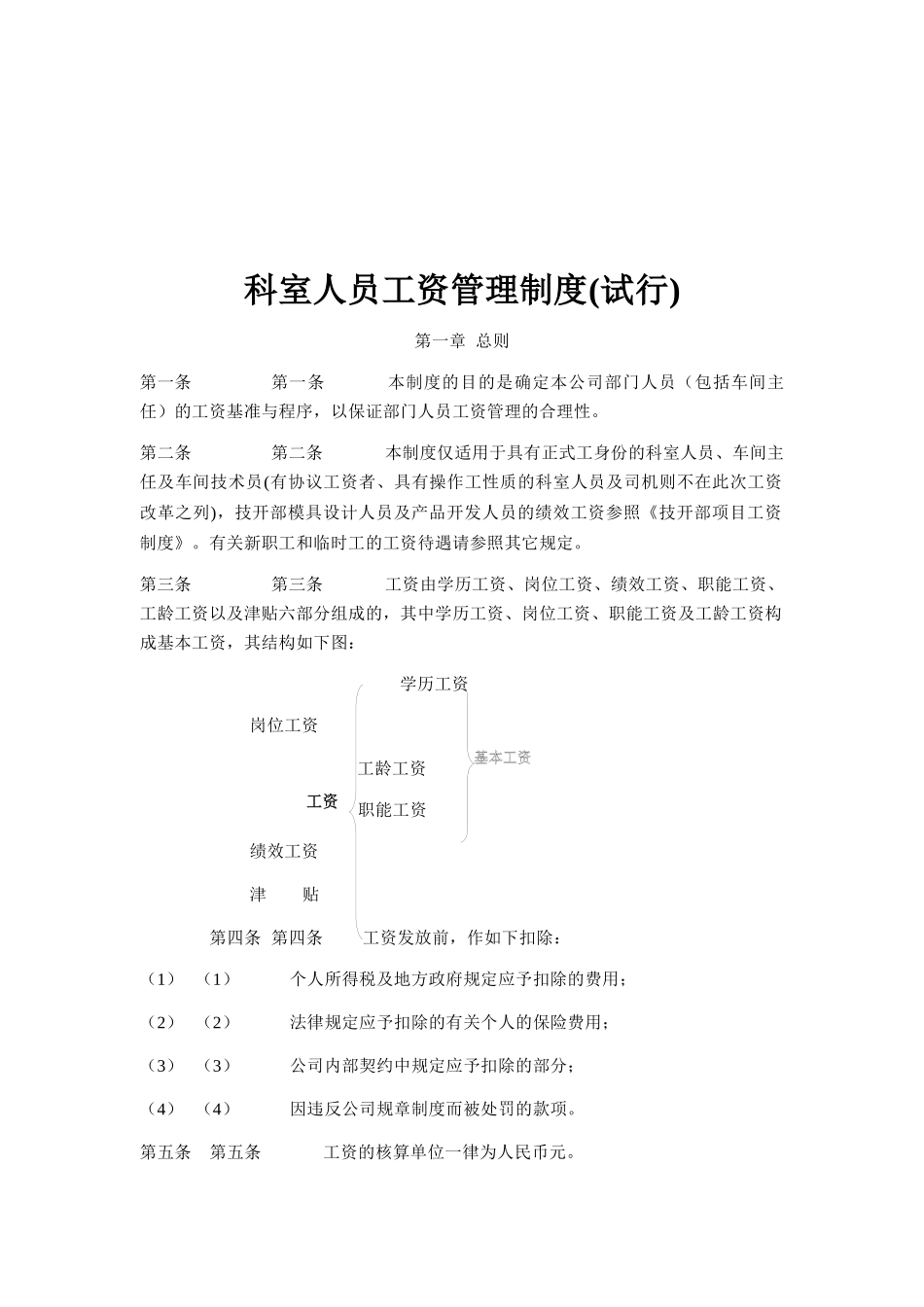 冠东科室人员工资管理制度_第1页