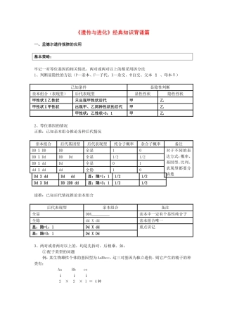 《遗传与进化》经典知识背诵篇