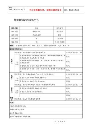制鞋企业物流部储运岗位说明书