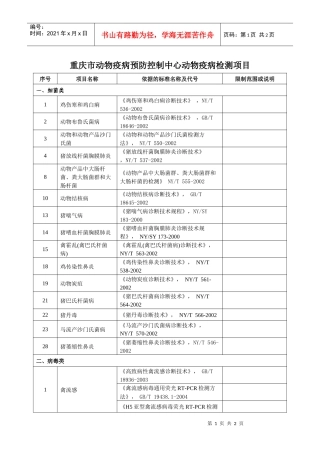动物疫病检测项目-检测项目