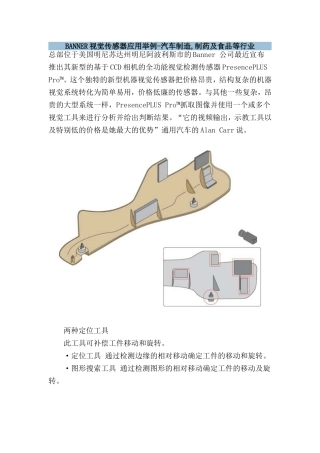 BANNER视觉传感器应用举例-汽车制造,制药及食品等行业