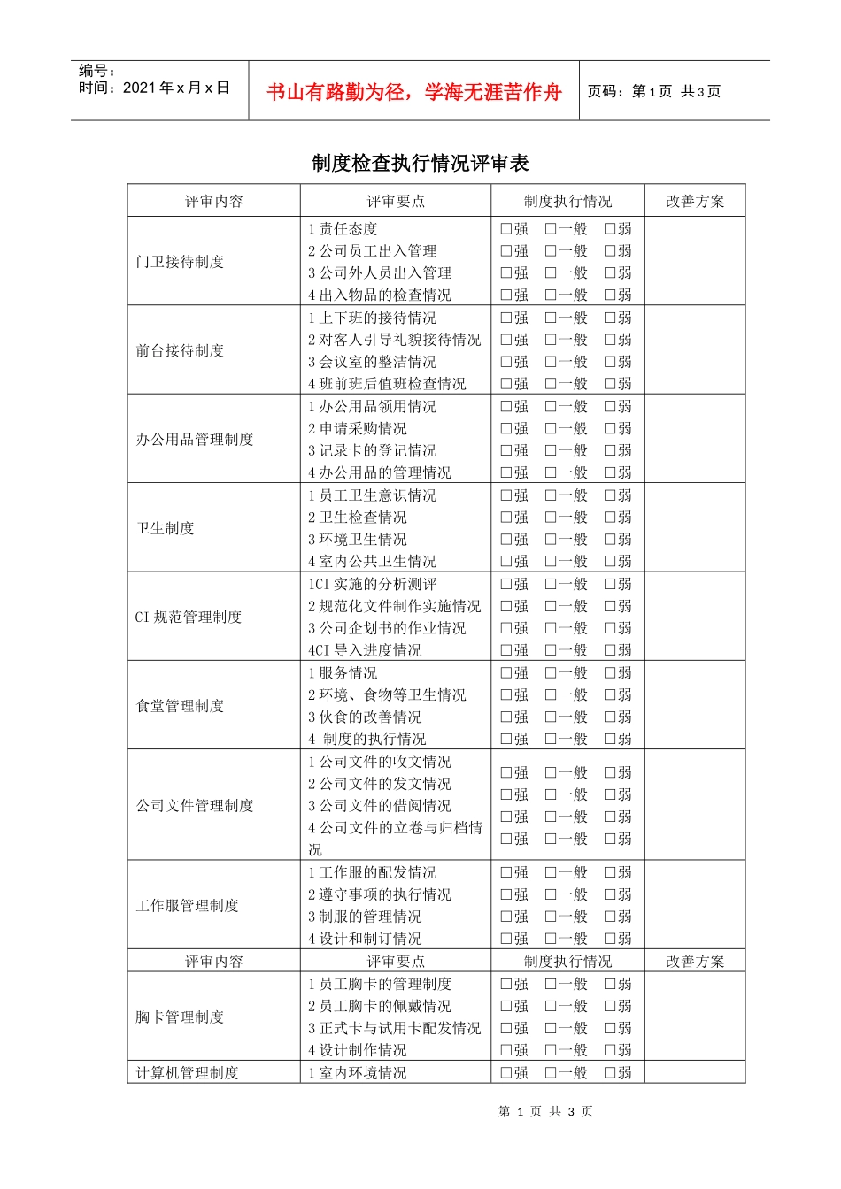制度检查执行情况评审表_第1页