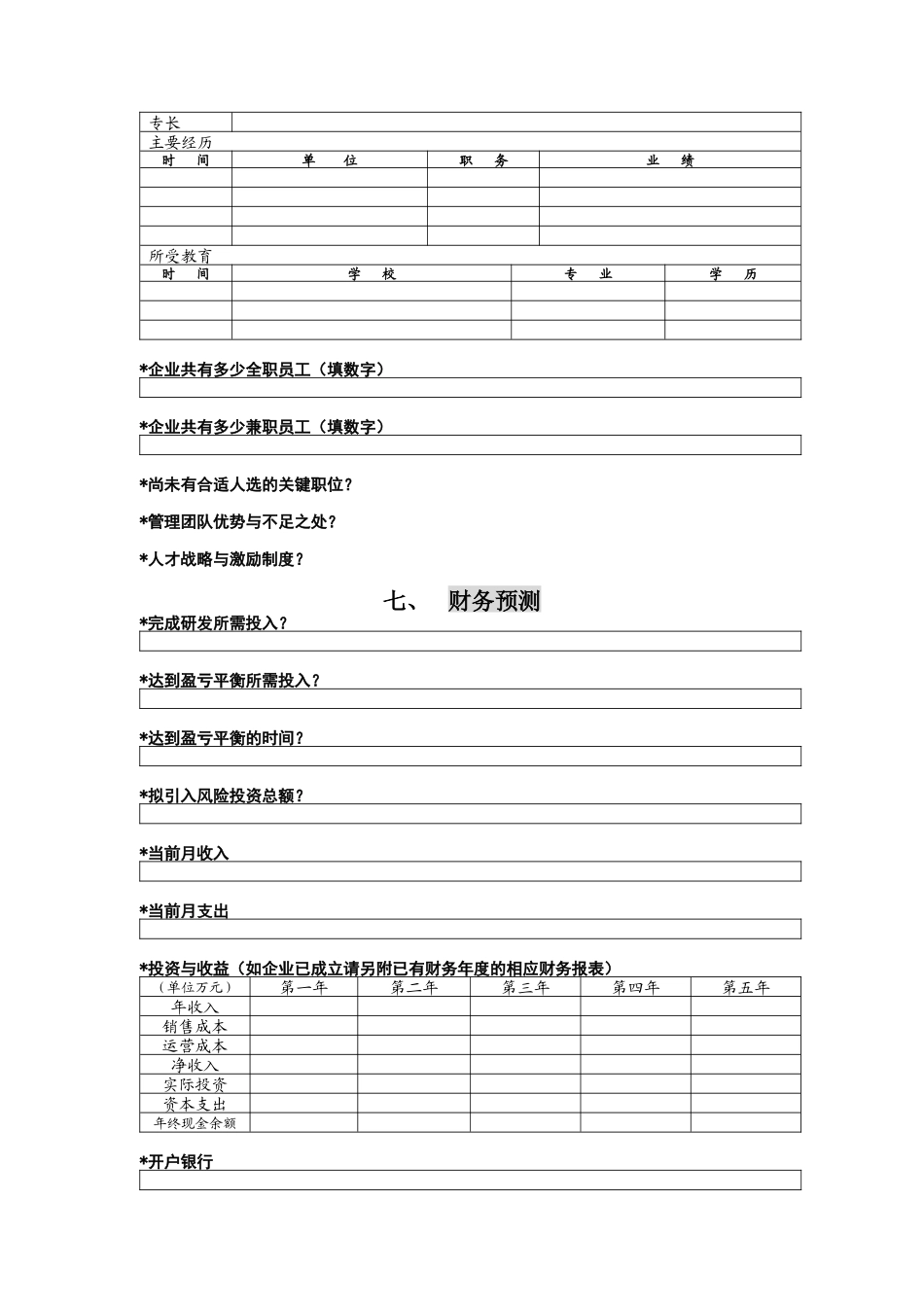 创投企业商业计划书模板（DOC5页）_第2页