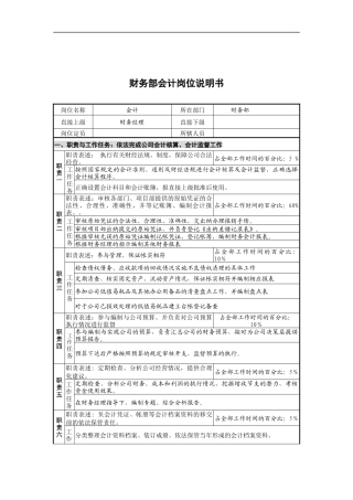 创新港湾工程公司财务部会计岗位说明书