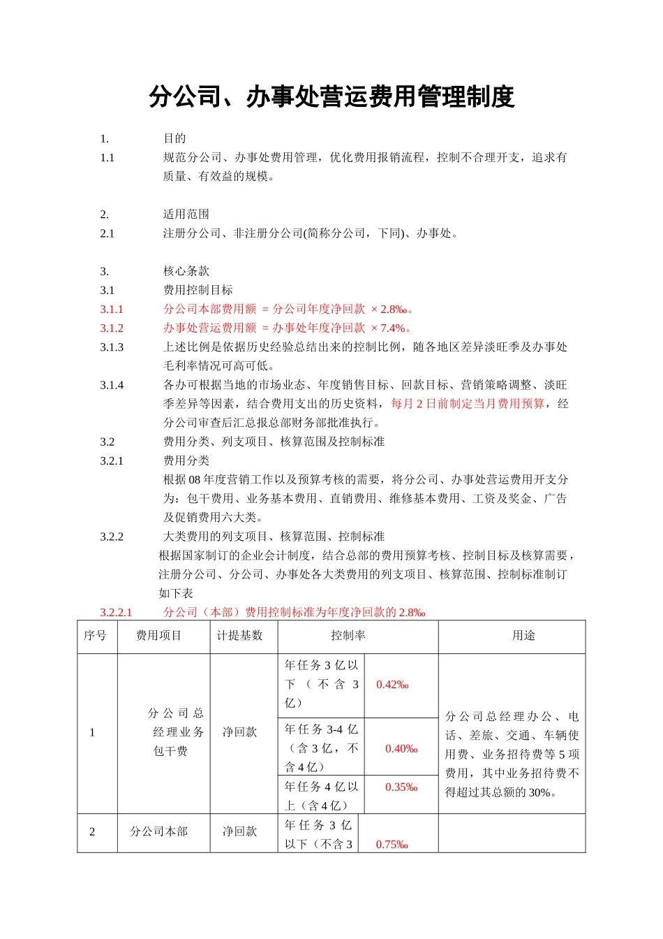 分公司与办事处营运费用管理制度_第2页
