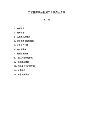 工艺管廊钢结构施工专项安全方案