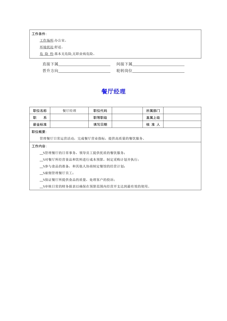 岗位说明书－餐饮业_第2页