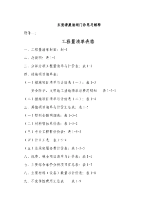 工程量清单表格标准