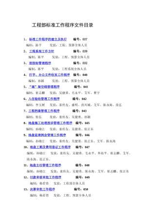 工程部标准工作程序文件